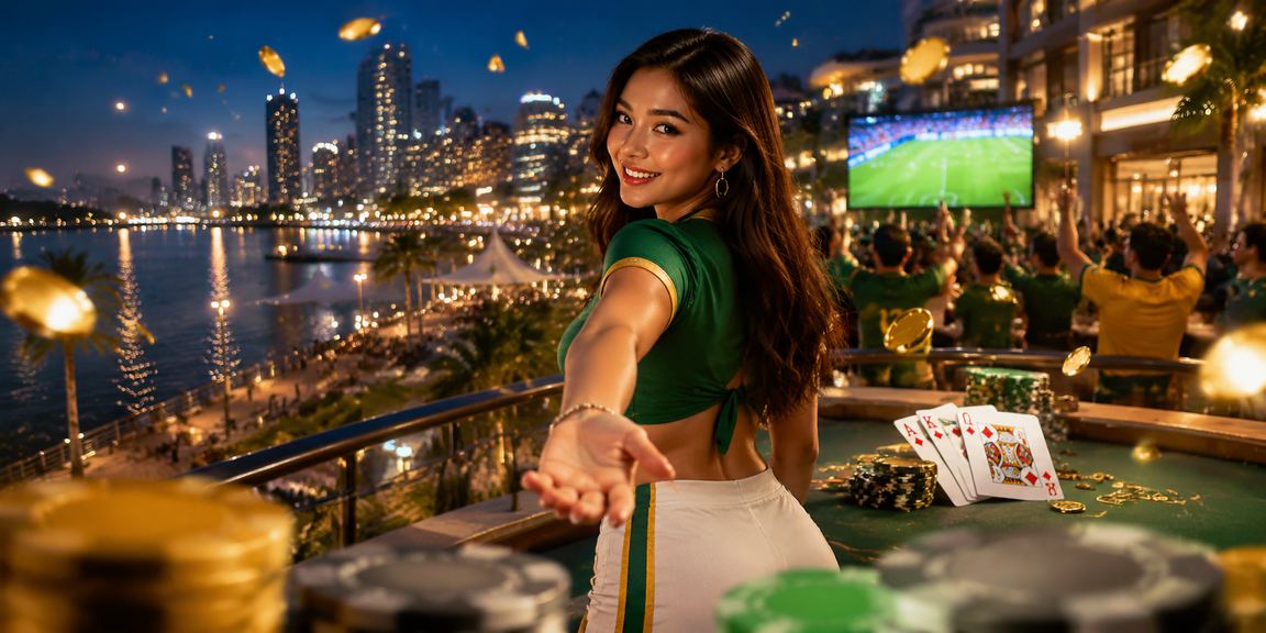 Suasana permainan kasino Teen Patti bergaya Johor Bahru dengan dealer profesional